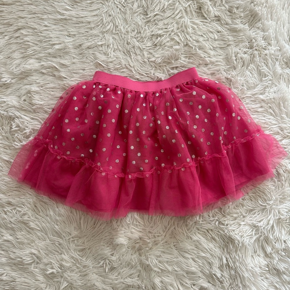 DISNEY Minnie Mouse Girls’ Pink Tulle Polka Dot Holiday Skirt Size 6